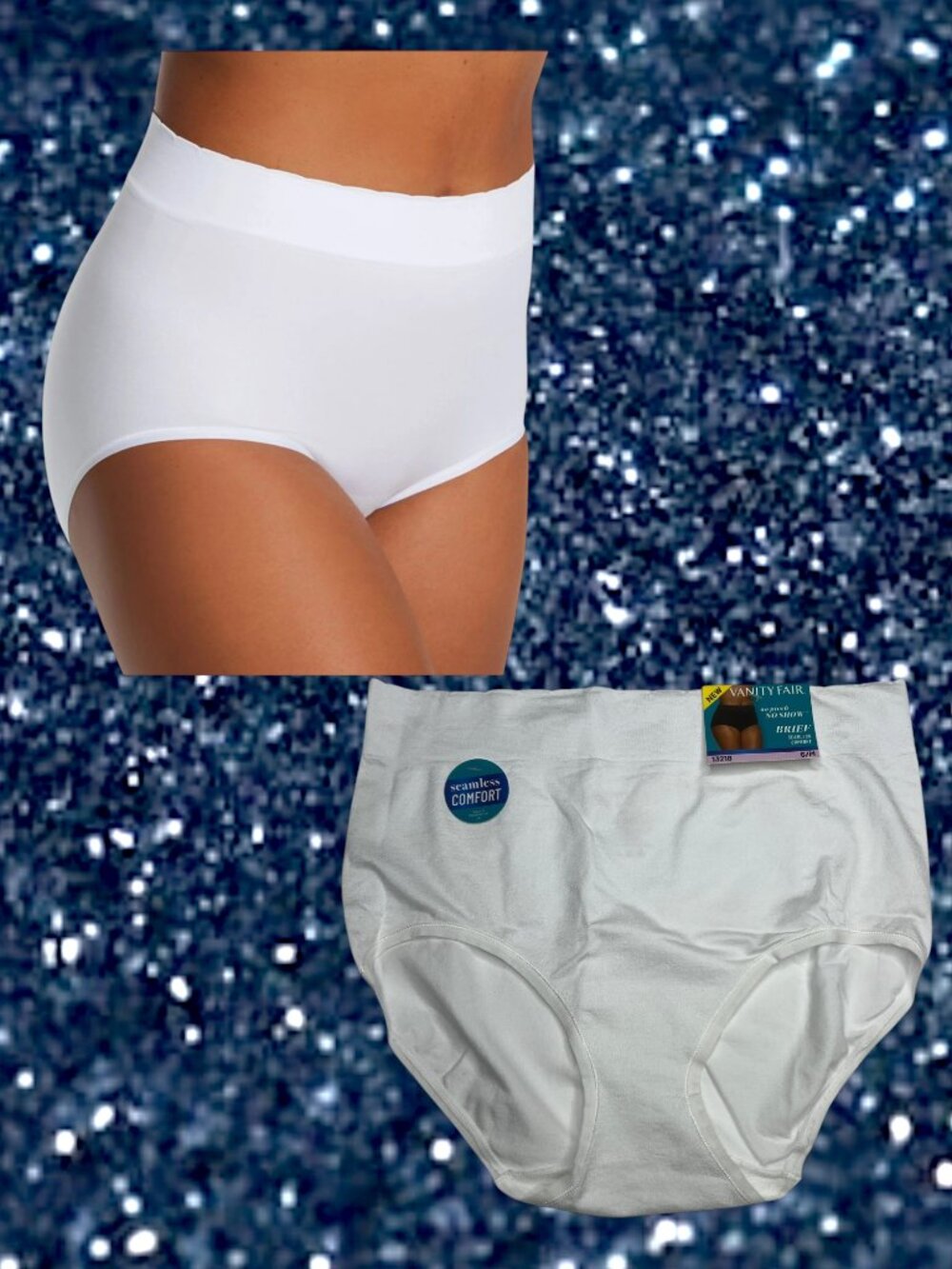 NWT Vanity Fair 13218 No Pinch No Show Seamless Womens Brief Panty White 6 / M